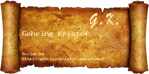 Gehring Kristóf névjegykártya
